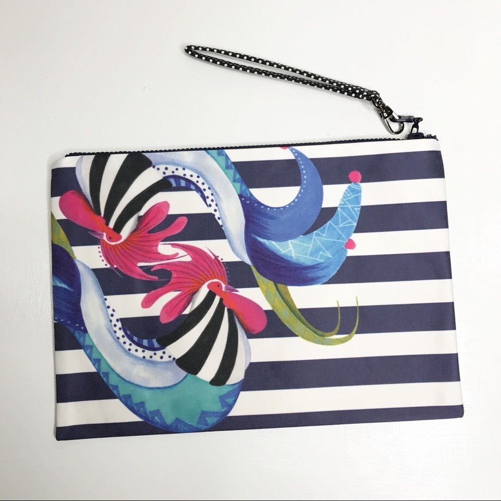 Yumidoko rooster print clutch handbag handmade‎